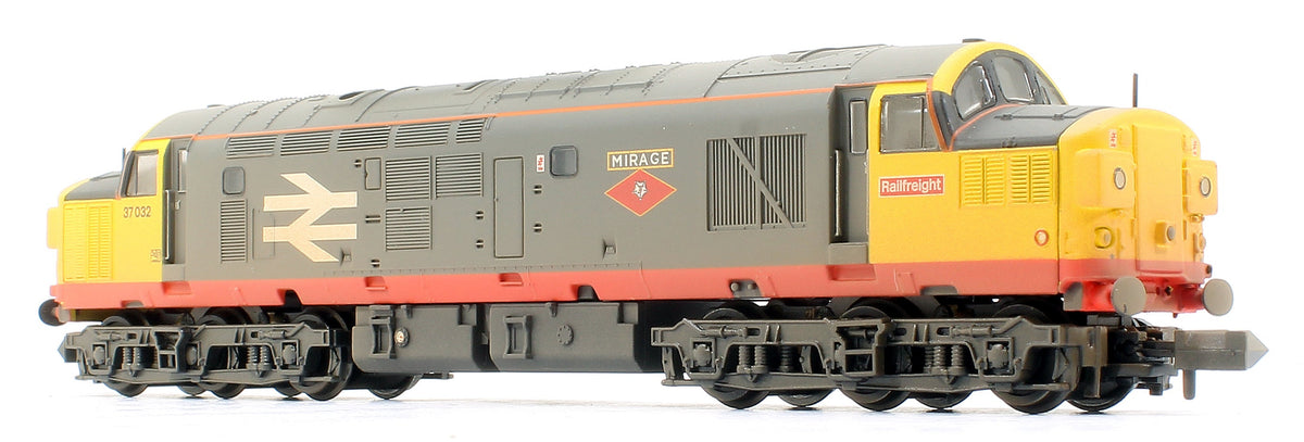 Pre-Owned Class 37/0 Split Headcode 37032 'Mirage' BR R.freight (Red Stripe) Diesel Locomotive - Weathered - DCC Fitted