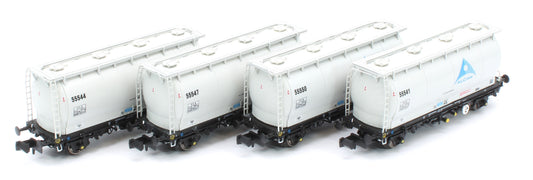 RT-PCA20-201B Pack of 4 Alcan liveried PCA tanks (with ladders). Numbers: 55541, 55544, 55547, 55550