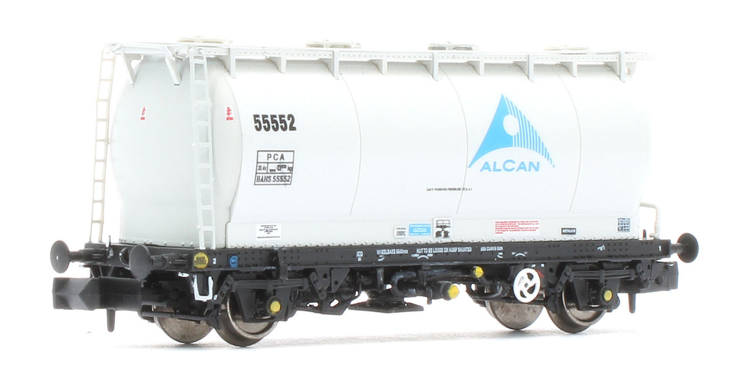 RT-PCA20-201C Pack of 4 Alcan liveried PCA tanks (with ladders). Numbers: 55552, 55556, 55557, 55561