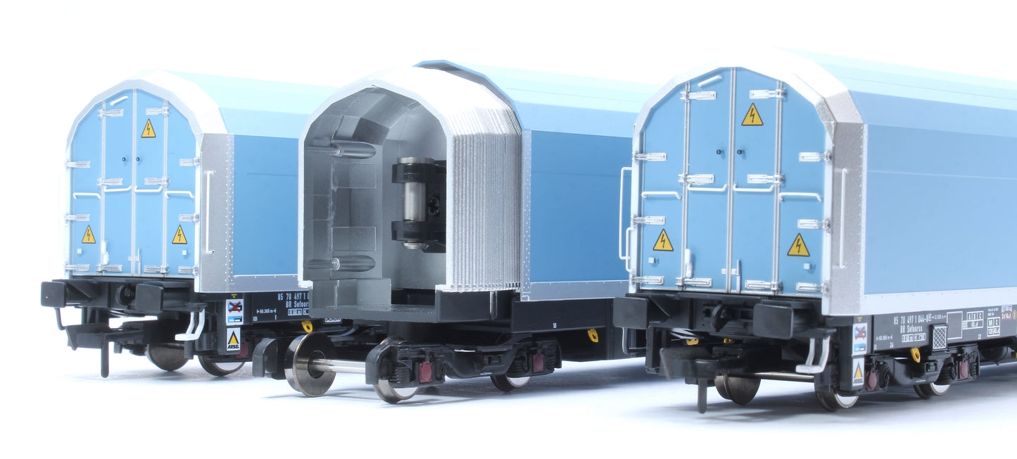 OO/4mm 5-car Arbel WIA car carrier plain blue. Wagon 85 70 4971 044-8