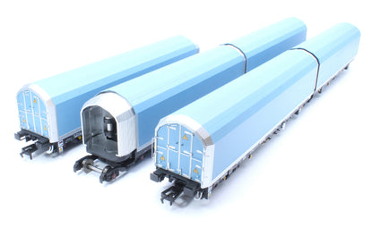 OO/4mm 5-car Arbel WIA car carrier plain blue. Wagon 85 70 4971 044-8