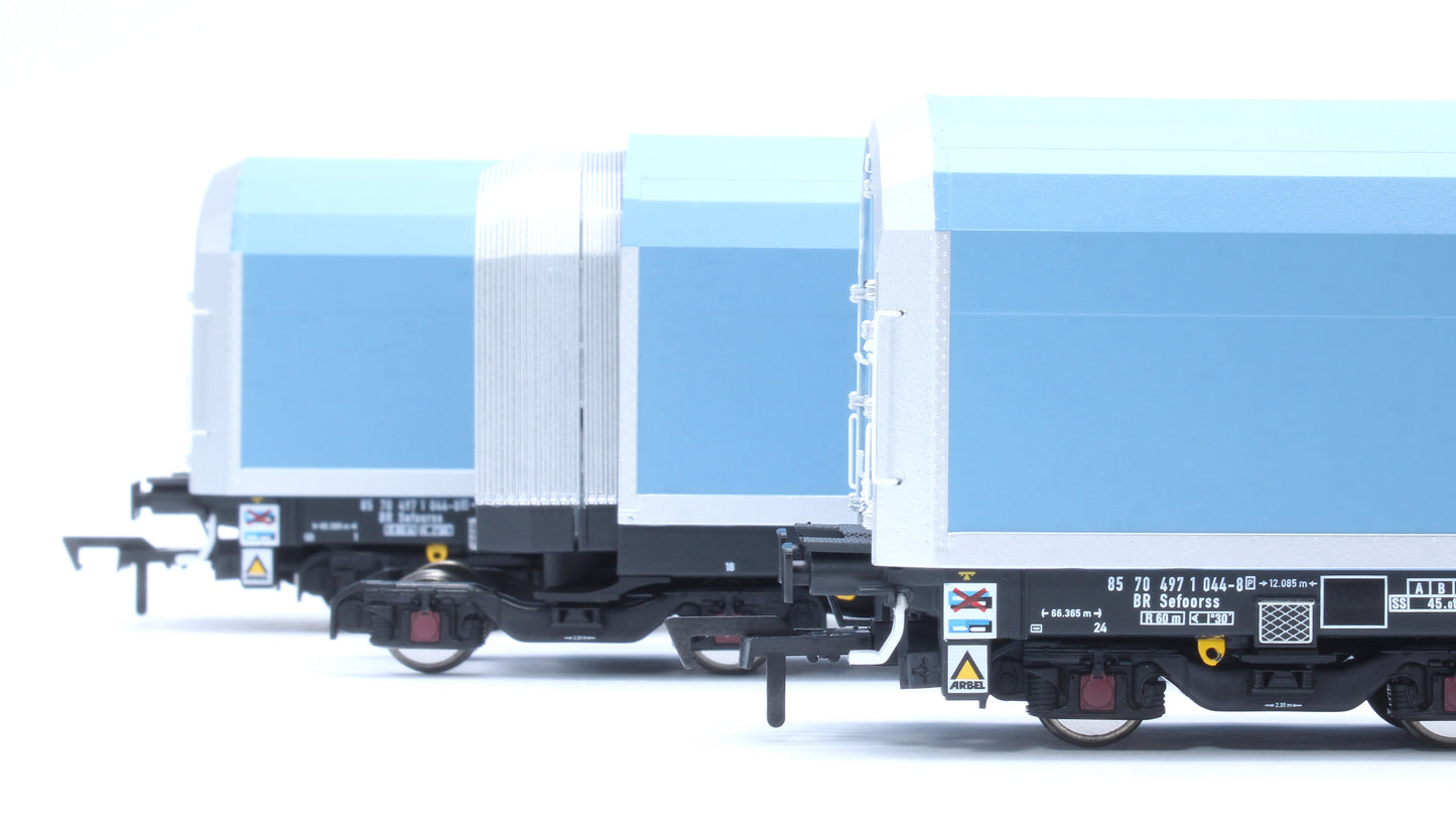 OO/4mm 5-car Arbel WIA car carrier plain blue. Wagon 85 70 4971 044-8