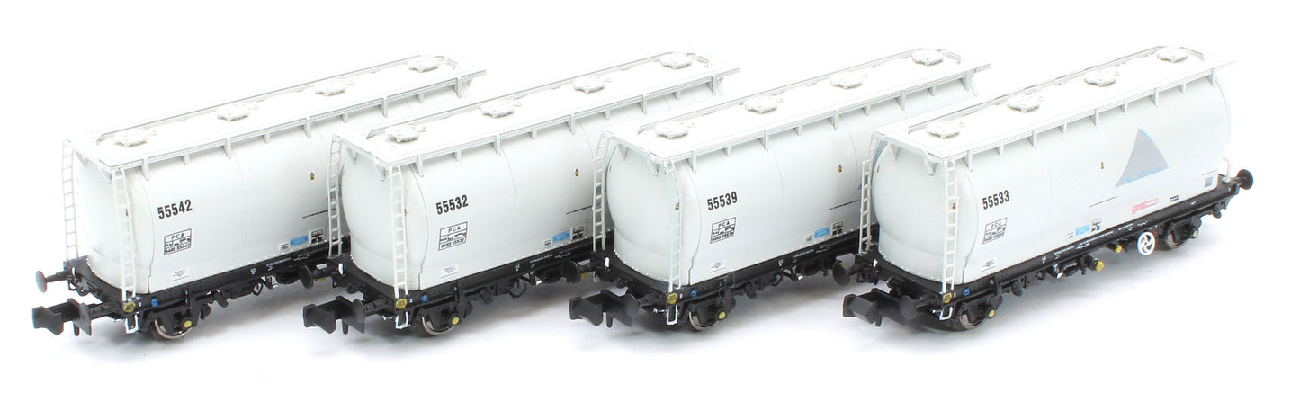 RT-PCA20-202E Pack of 4 Debranded Alcan liveried PCA tanks (with ladders). Numbers: 55532, 55533, 55539, 55542