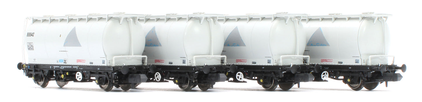 RT-PCA20-202E Pack of 4 Debranded Alcan liveried PCA tanks (with ladders). Numbers: 55532, 55533, 55539, 55542