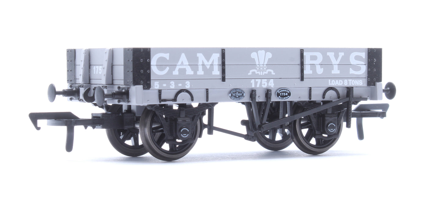 Cambrian Railways 2 Plank Fixed Side Open Wagon Cambrian Grey No. 1754
