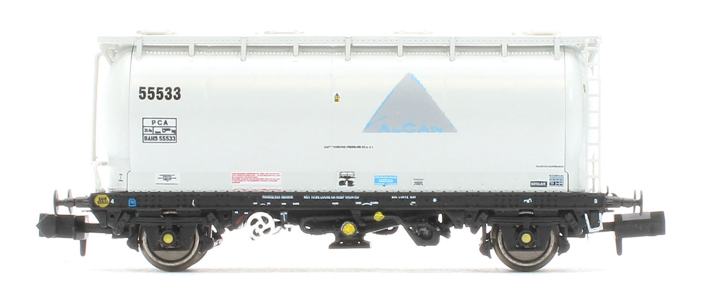 RT-PCA20-202E Pack of 4 Debranded Alcan liveried PCA tanks (with ladders). Numbers: 55532, 55533, 55539, 55542