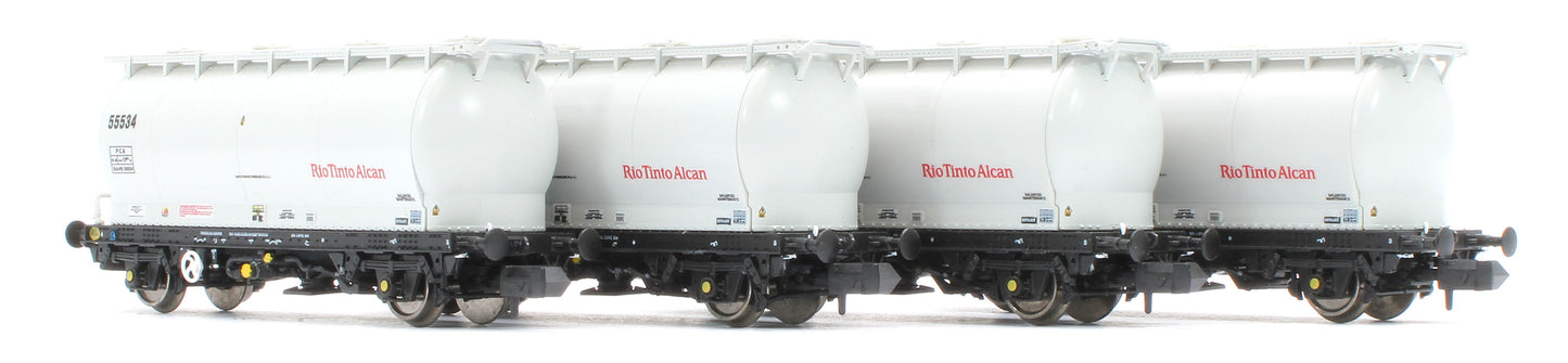 RT-PCA20-203H Pack of 4 RioTintoAlcan liveried PCA tanks (no ladders). Numbers:  55534, 55537, 55569, 55558