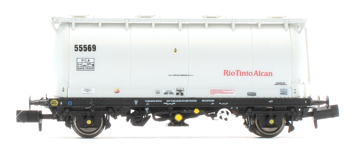 RT-PCA20-203H Pack of 4 RioTintoAlcan liveried PCA tanks (no ladders). Numbers:  55534, 55537, 55569, 55558