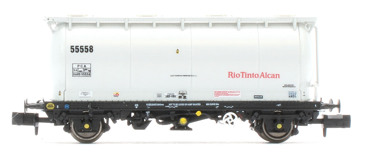 RT-PCA20-203H Pack of 4 RioTintoAlcan liveried PCA tanks (no ladders). Numbers:  55534, 55537, 55569, 55558
