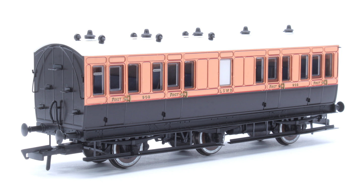 Hattons Originals Genesis Pack of 4 coaches (4BT, 6FL, 4T, 6BT) in LSWR Salmon and Brown