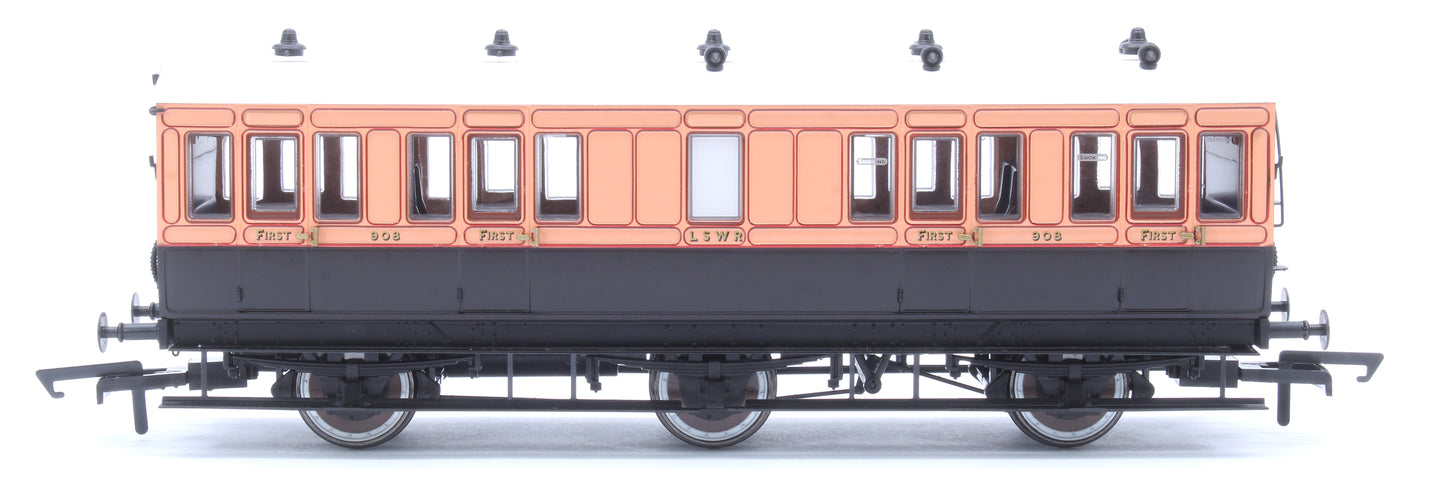 Hattons Originals Genesis Pack of 4 coaches (4BT, 6FL, 4T, 6BT) in LSWR Salmon and Brown