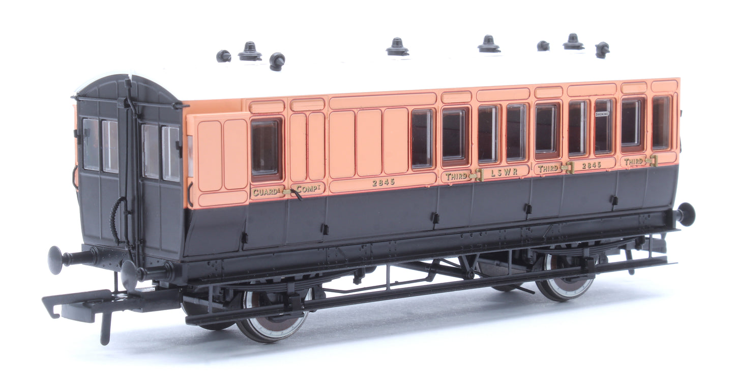 Hattons Originals Genesis Pack of 4 coaches (4BT, 6FL, 4T, 6BT) in LSWR Salmon and Brown