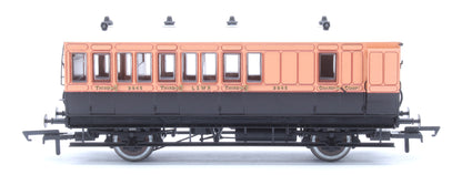 Hattons Originals Genesis Pack of 4 coaches (4BT, 6FL, 4T, 6BT) in LSWR Salmon and Brown
