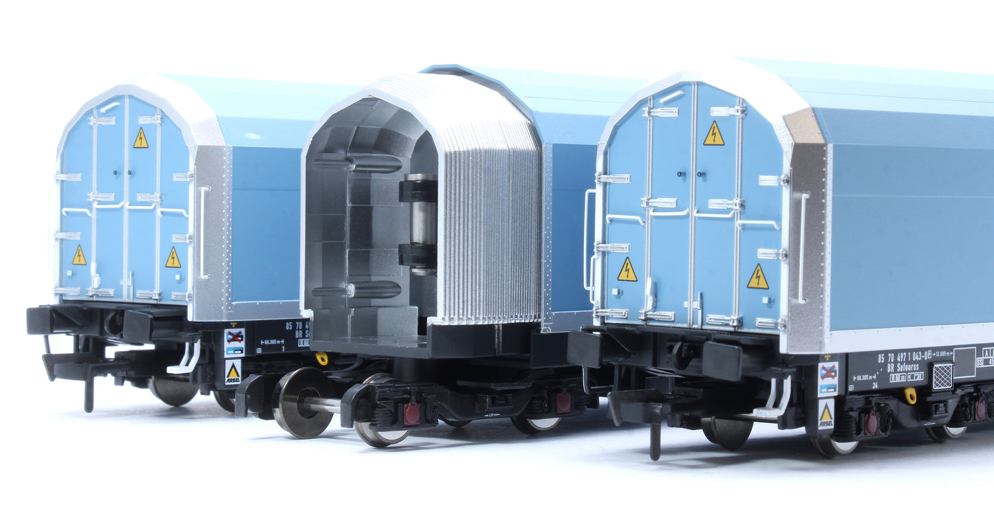 OO/4mm 5-car Arbel WIA car carrier with DB branding. Wagon number 85 70 4971 043-0