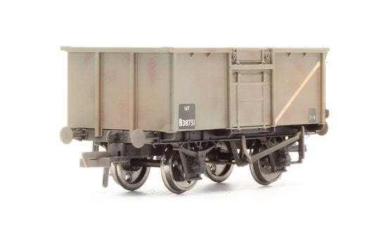 Pre-Owned 37-377A 16 Ton Pressed End Door Steel Mineral Wagon BR Grey 'B38751' - Weathered