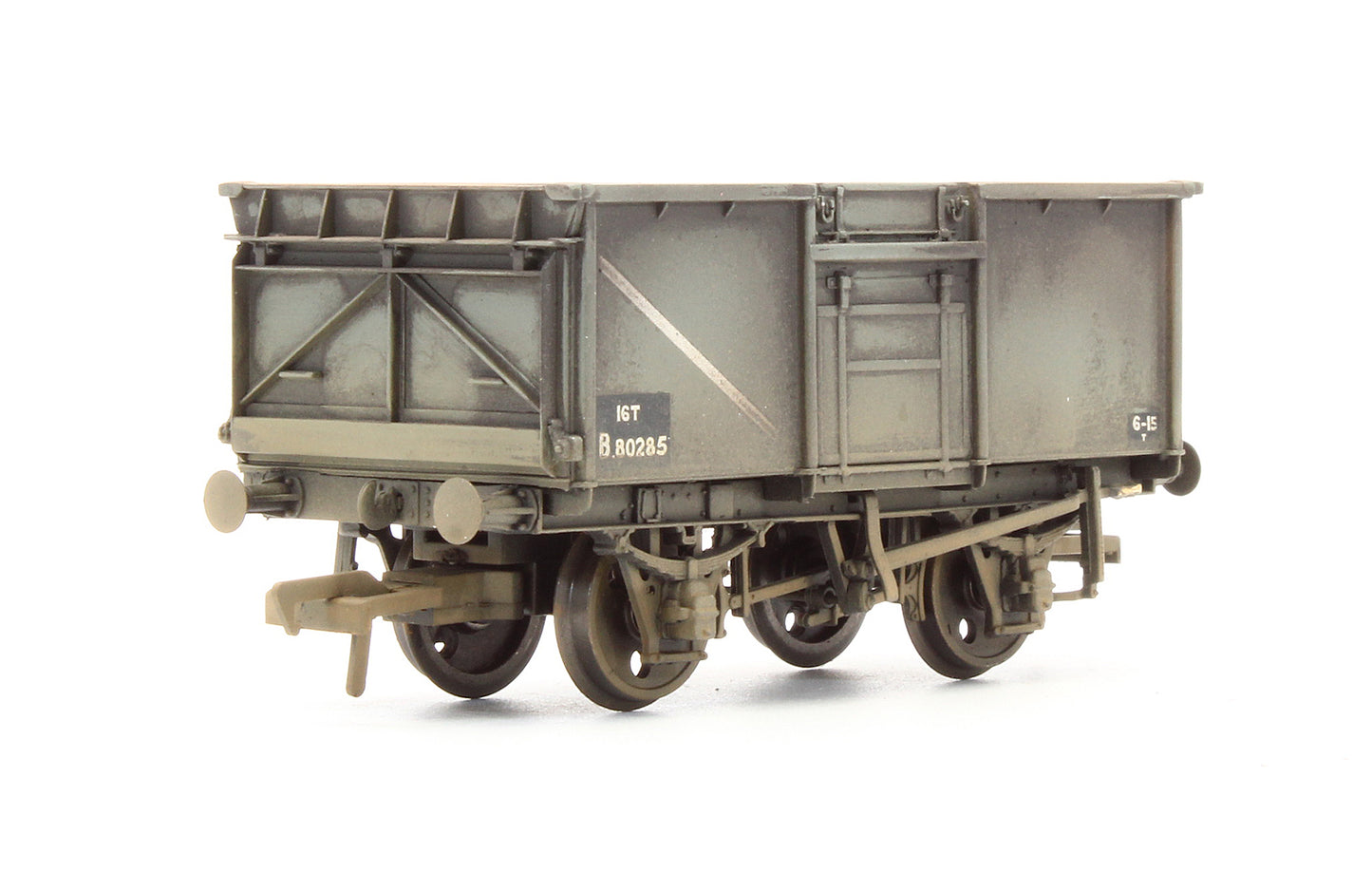 Pre-Owned 16 Ton Steel Mineral Wagon With Top Flap Doors BR Grey 'B80285' - Custom Weathered