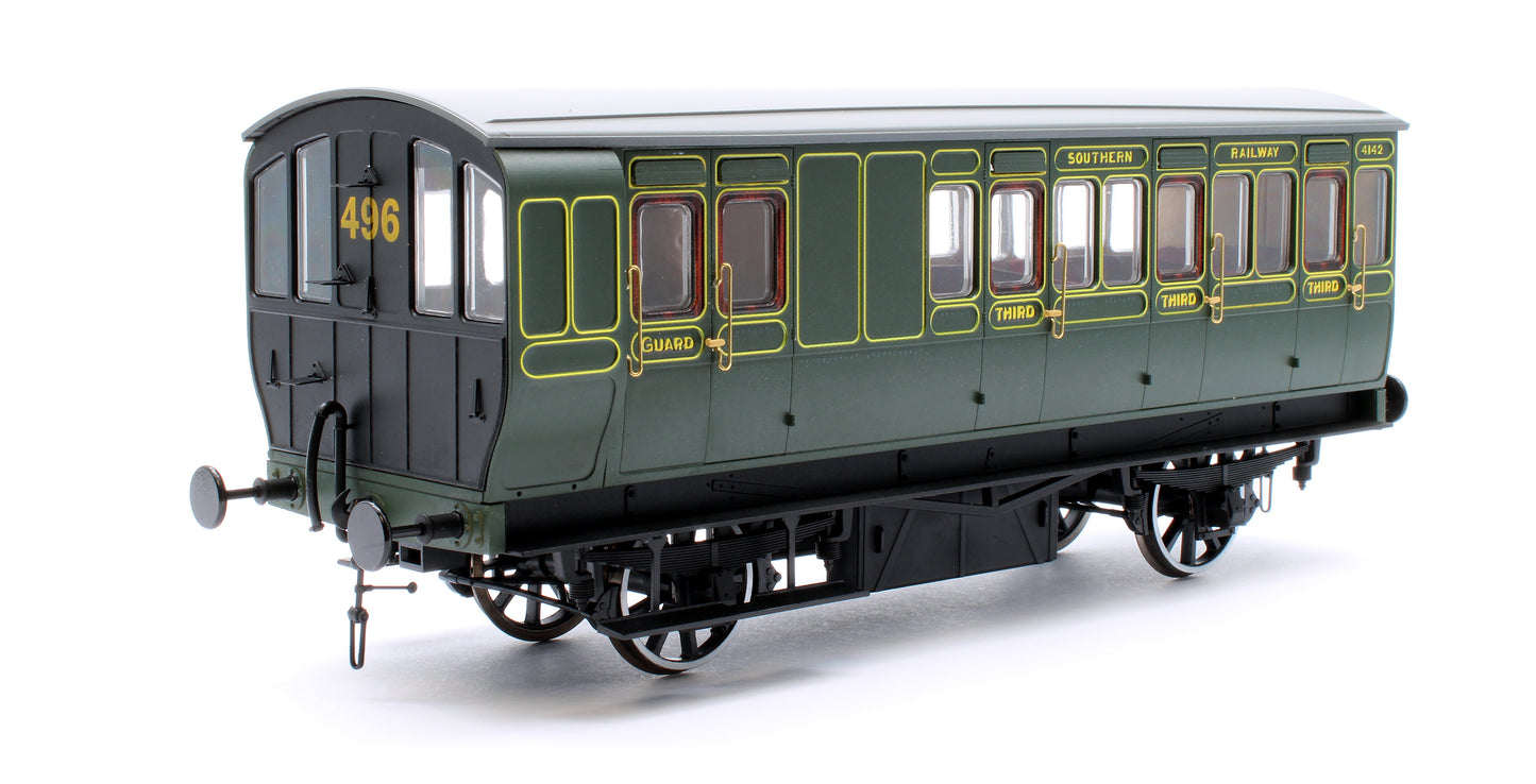 Stroudley 4 Wheel Electrically Lit Brake 3rd Southern Lined Green 4142 - DCC & Light Bar Fitted