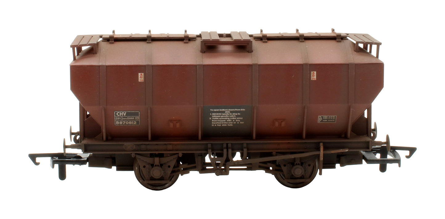 Pre-Owned 38-500 Covered Hopper Wagon (COVHOP) BR Bauxite (Late) 'B870812' - Custom Weathered