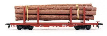 Pre-Owned 45' Logging Flat Car With Logs Union Pacific - 3 Pack