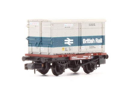 Pre-Owned 377-2025K BR Conflat A Wagon BR Bauxite (Late) With BA Container - Exclusive Edition