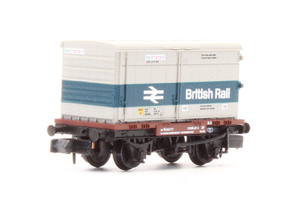 Pre-Owned 377-2025K BR Conflat A Wagon BR Bauxite (Late) With BA Container - Exclusive Edition