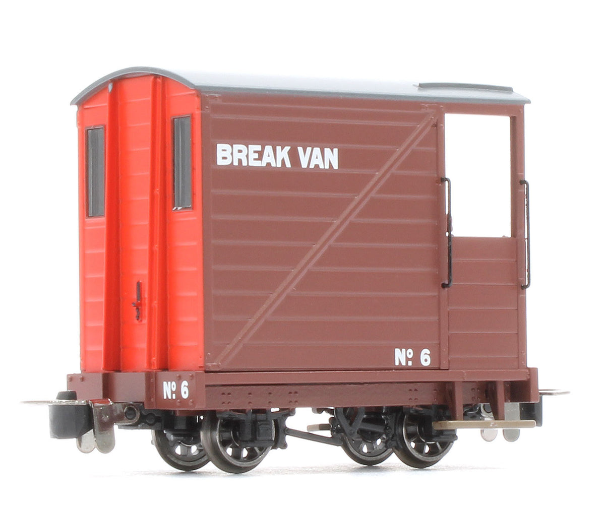990802 Single Veranda Brake Van - Brown with Red Ends No.6