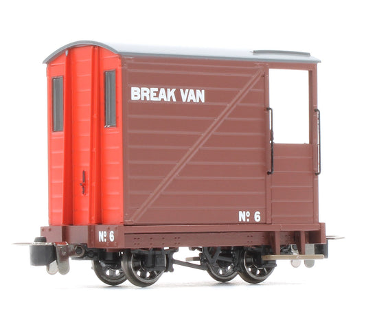 990802 Single Veranda Brake Van - Brown with Red Ends No.6
