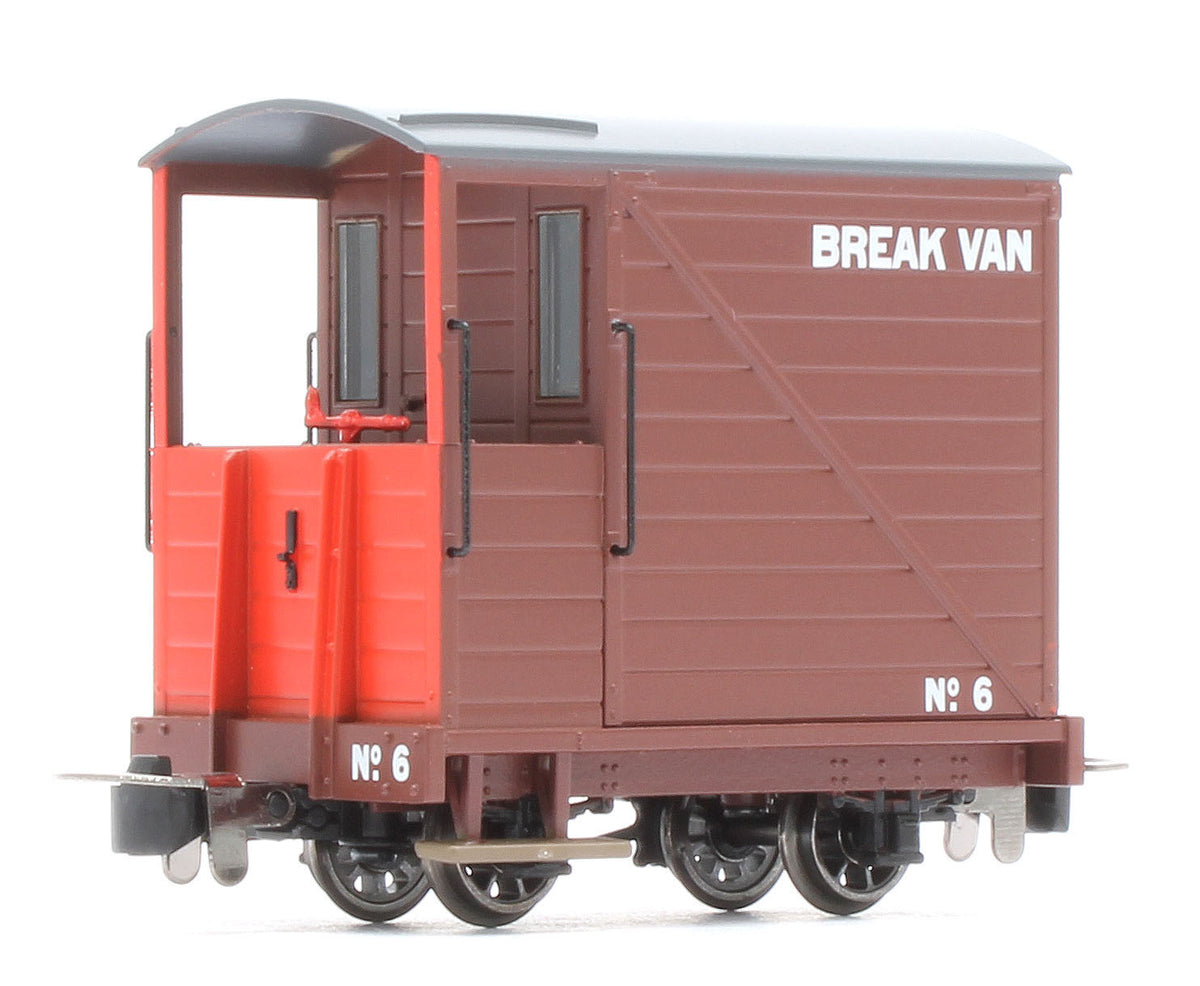 990802 Single Veranda Brake Van - Brown with Red Ends No.6