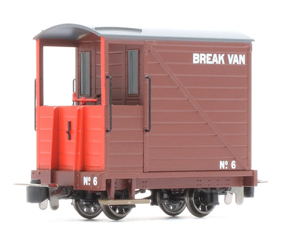 990802 Single Veranda Brake Van - Brown with Red Ends No.6