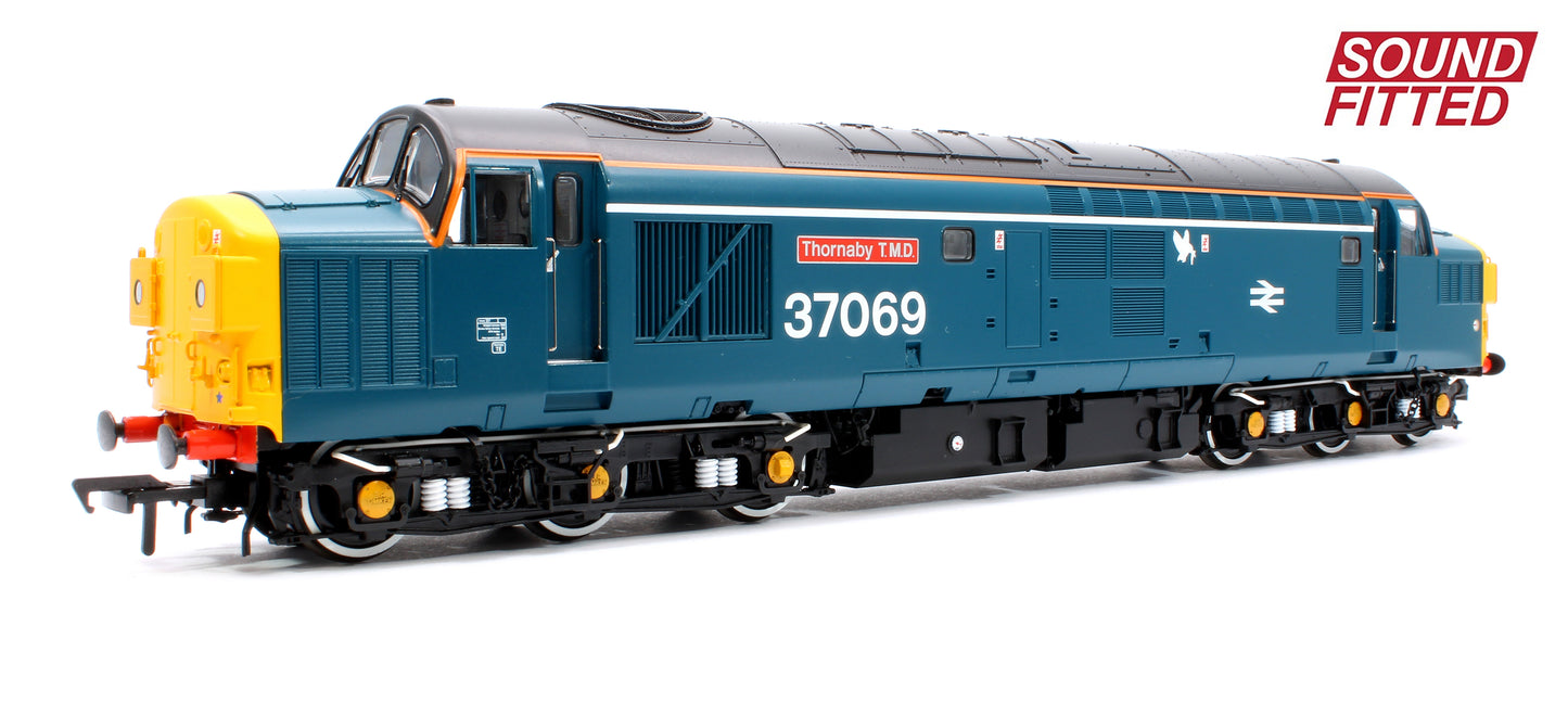 Class 37/0 Split Headcode 37069 'Thornaby TMD' BR Blue (White Stripe) Diesel Locomotive - DCC Sound