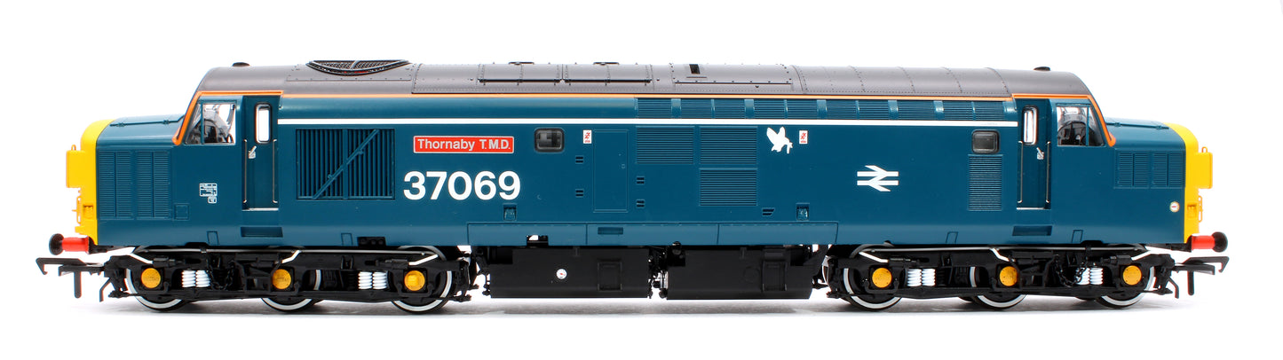 Class 37/0 Split Headcode 37069 'Thornaby TMD' BR Blue (White Stripe) Diesel Locomotive - DCC Sound