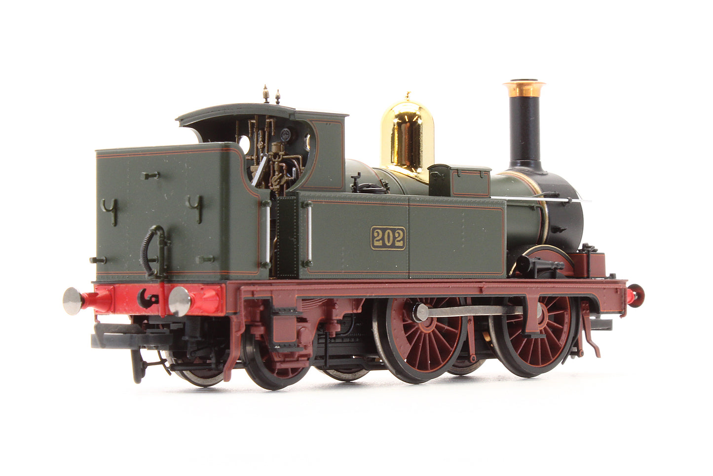Pre-Owned 4S-517-001 GWR 517 Class 0-4-2 202 Lined G.W Green Red Frames Steam Locomotive