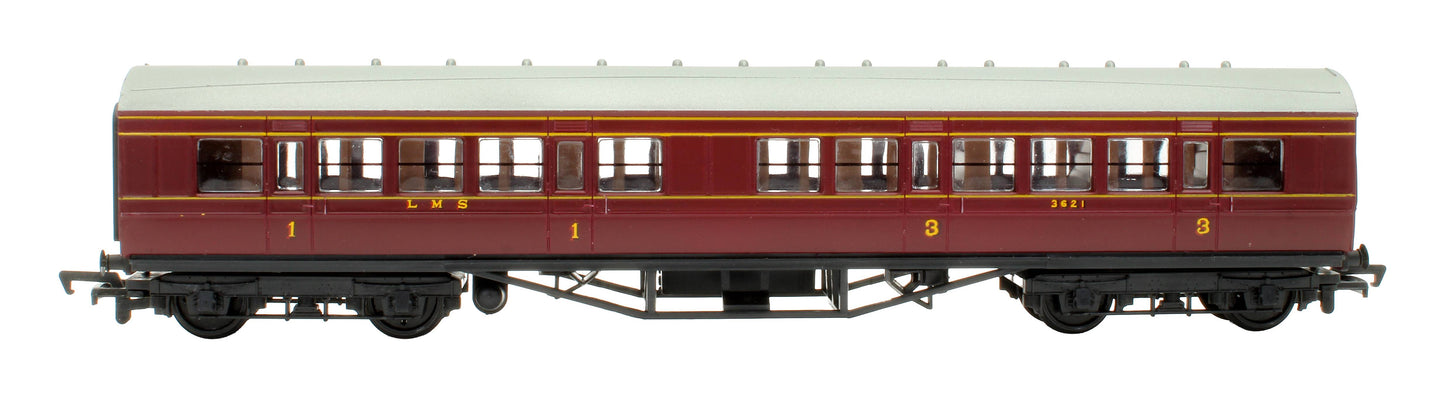 Pre-Owned 37-109 LMS Crimson 57 1st/3rd Class Corridor Coach '3621'
