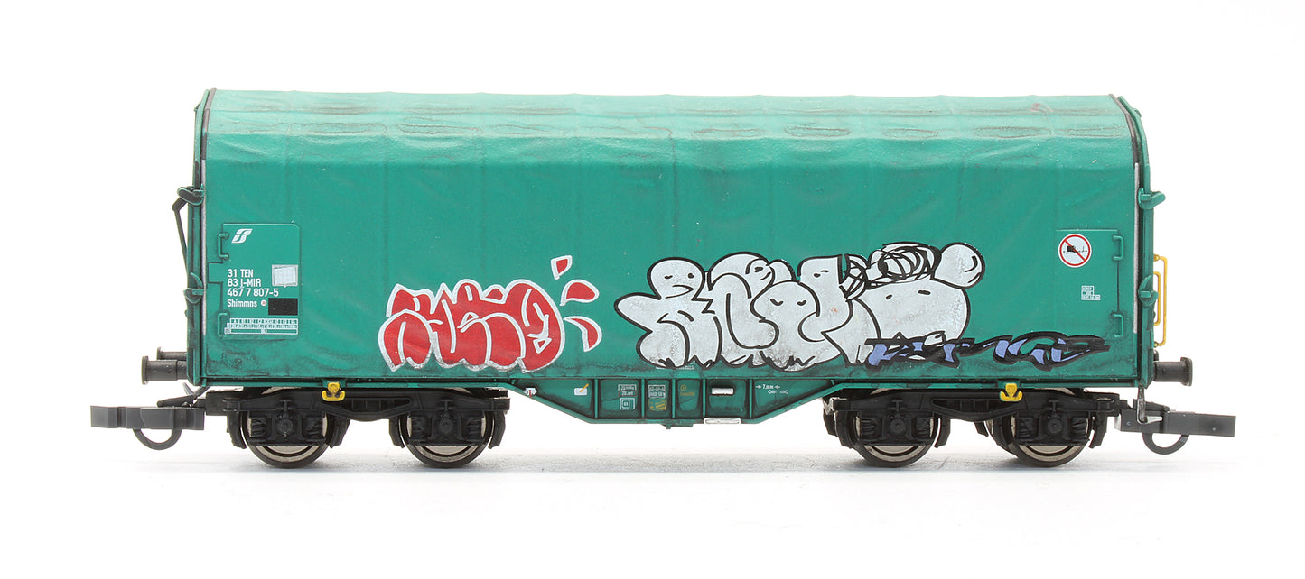 Pre-Owned Set Of 2 Tarpaulin Wagons With Graffiti