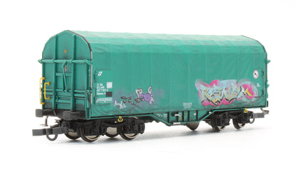 Pre-Owned Set Of 2 Tarpaulin Wagons With Graffiti