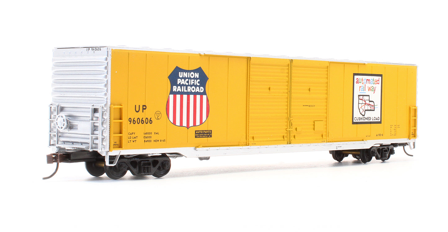 Pre-Owned 932-23583 Pullman Standard 60' Auto Box Cars Double Door Union Pacific - 2 Pack