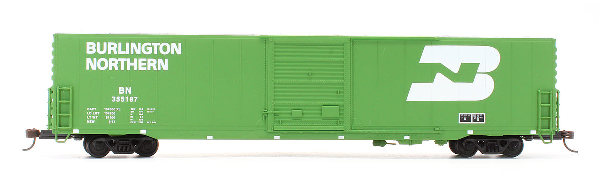 Pre-Owned 932-23557 Pullman Standard 60' Auto Box Cars Single Door Burlington Northern - 2 Pack