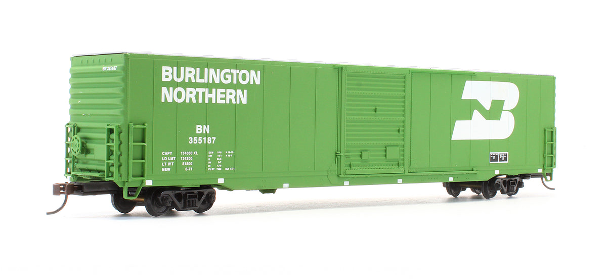 Pre-Owned 932-23557 Pullman Standard 60' Auto Box Cars Single Door Burlington Northern - 2 Pack