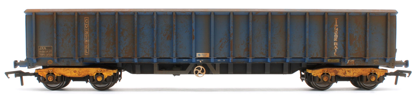 JXA01 TP(B)W Bespoke Weathered Set of 3 JXA Bogie Scrap Wagons TIPH Blue Post 1998 Black & White Data Panels & OHLW Sticker No.3018/3020/3050