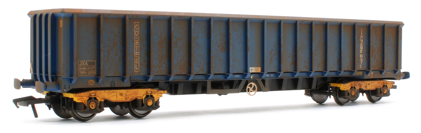 JXA01 TP(B)W Bespoke Weathered Set of 3 JXA Bogie Scrap Wagons TIPH Blue Post 1998 Black & White Data Panels & OHLW Sticker No.3018/3020/3050