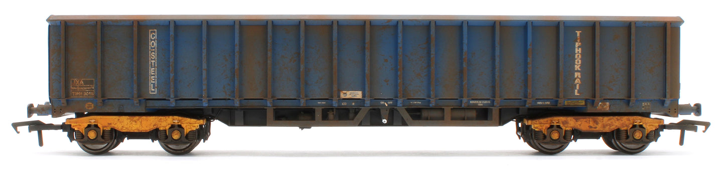 JXA01 TP(B)W Bespoke Weathered Set of 3 JXA Bogie Scrap Wagons TIPH Blue Post 1998 Black & White Data Panels & OHLW Sticker No.3018/3020/3050