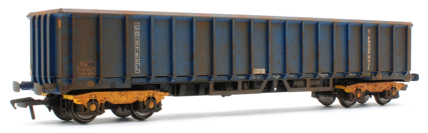 JXA01 TP(B)W Bespoke Weathered Set of 3 JXA Bogie Scrap Wagons TIPH Blue Post 1998 Black & White Data Panels & OHLW Sticker No.3018/3020/3050