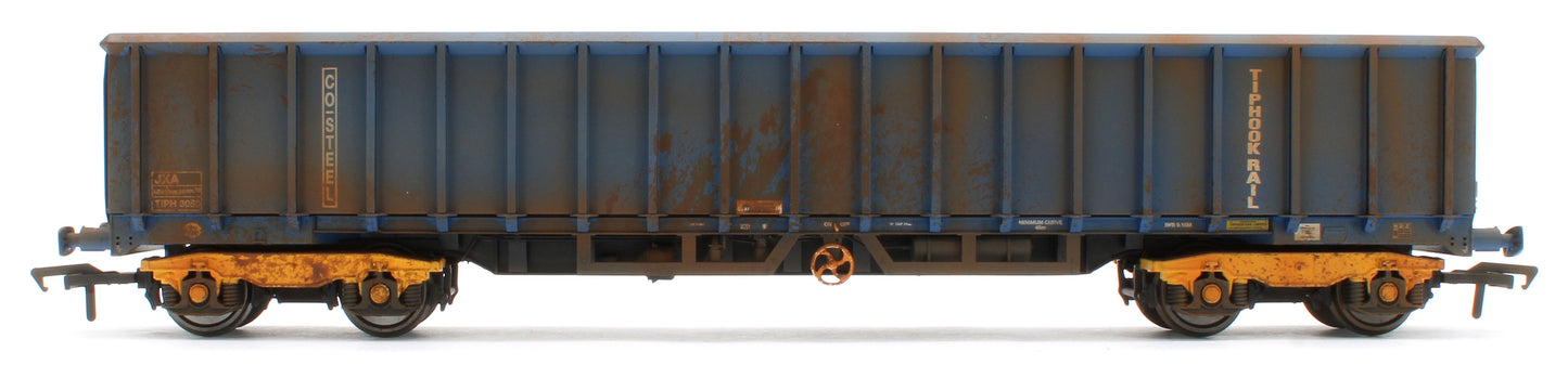 JXA01 TP(B)W Bespoke Weathered Set of 3 JXA Bogie Scrap Wagons TIPH Blue Post 1998 Black & White Data Panels & OHLW Sticker No.3018/3020/3050
