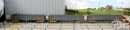 JXA01 TP(B)W Bespoke Weathered Set of 3 JXA Bogie Scrap Wagons TIPH Blue Post 1998 Black & White Data Panels & OHLW Sticker No.3018/3020/3050