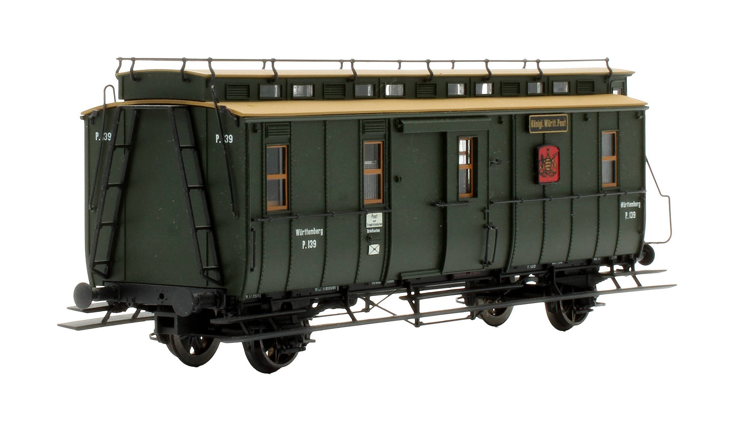 Pre-Owned 2130 K.W.St.E. Württemberg Postal Wagon with Clerestory Roof 'P. 139'
