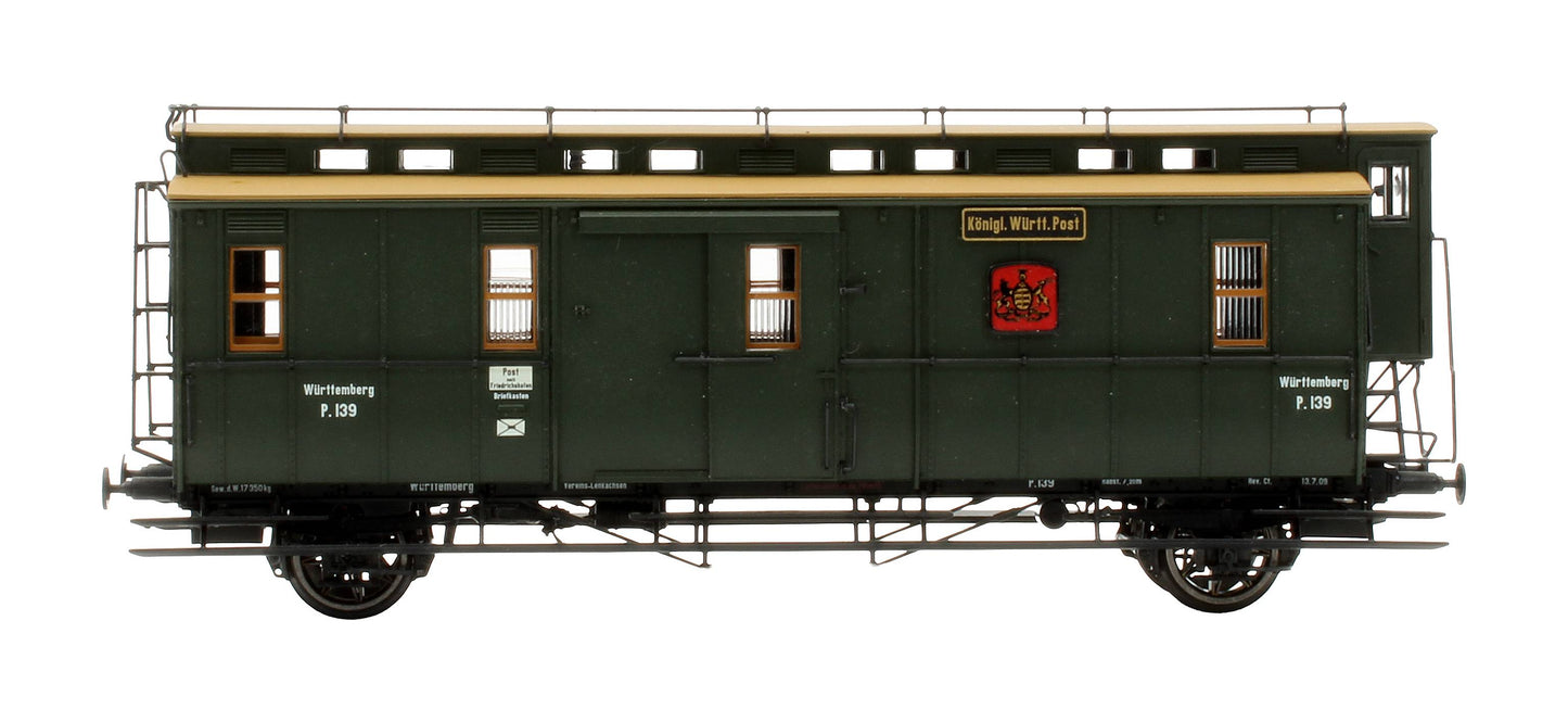 Pre-Owned 2130 K.W.St.E. Württemberg Postal Wagon with Clerestory Roof 'P. 139'