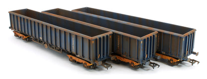 JXA01 TP(B)W Bespoke Weathered Set of 3 JXA Bogie Scrap Wagons TIPH Blue Post 1998 Black & White Data Panels & OHLW Sticker No.3018/3020/3050