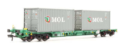 Pre-Owned 37-320A Intermodal Bogie Wagons with 2x Containers K-LINE & MOL