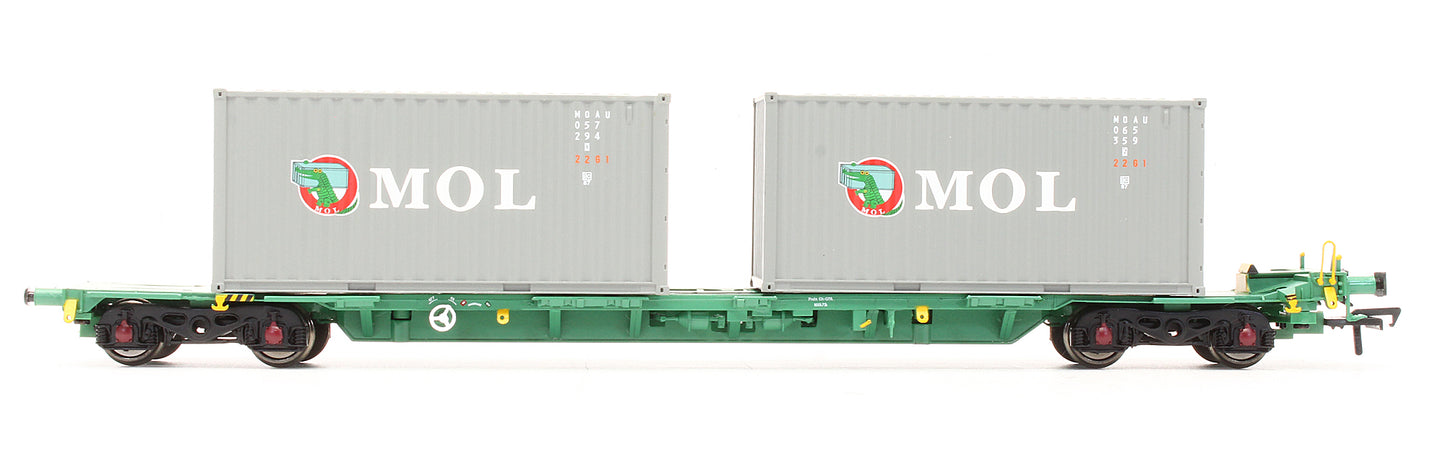Pre-Owned 37-320A Intermodal Bogie Wagons with 2x Containers K-LINE & MOL