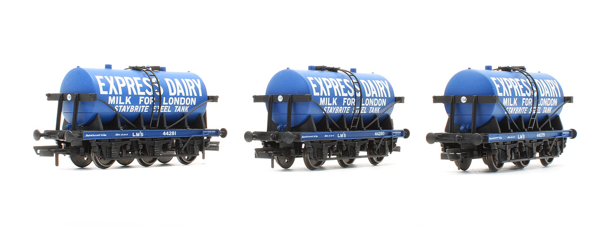Pre-Owned R6884 Set Of 3 Six Wheel Milk Tank Wagons 'Express Dairy'
